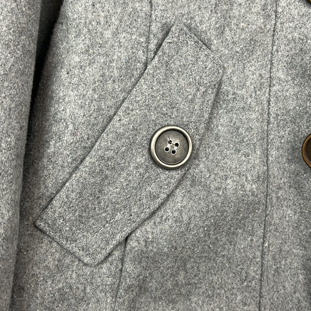 NWT New Look Girls Wool Blend Pea Coat Size L Gray Buttons Pockets - Picture 10 of 16